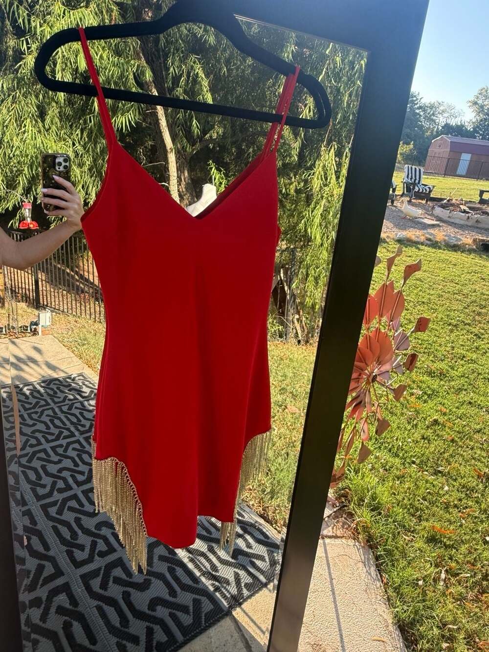Red Rhinestone Fringe Dress Size Small - Picture 8 of 10